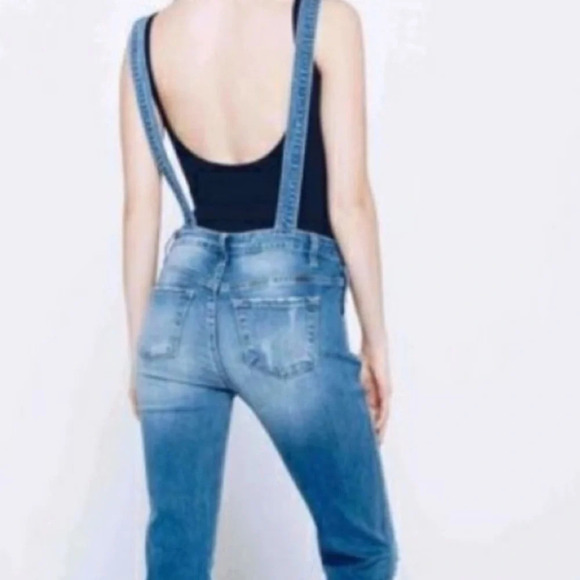 KanCan Cleo-Allie Distressed Denim Overalls KC5088M Size Small - Picture 2 of 14